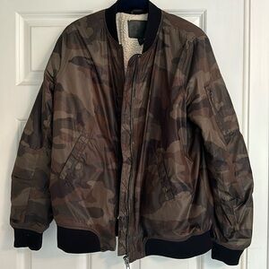 Camo Sherpa Lined Bomber Jacket